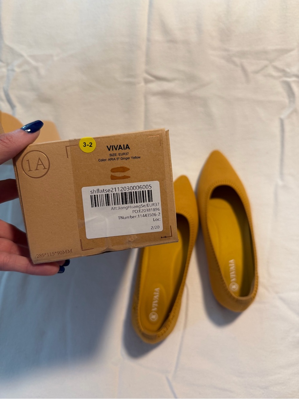 Pointed Knit Ballet Flats - Mustard Yellow - Vivaia size 37 (6.5) Aria 5 - Picture 2 of 7